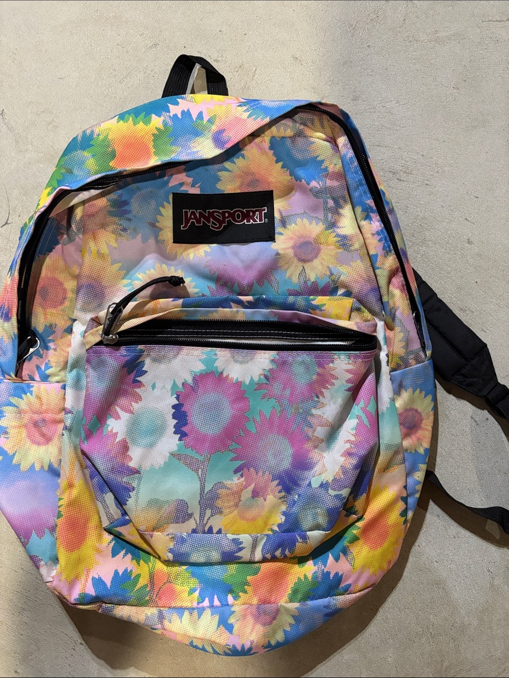 JanSport Pastel Sunflower Print Backpack in Multicolor Pastels